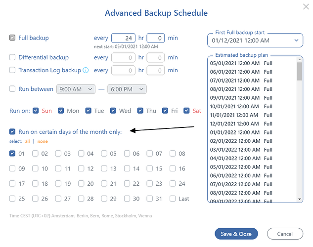 Monthly backup