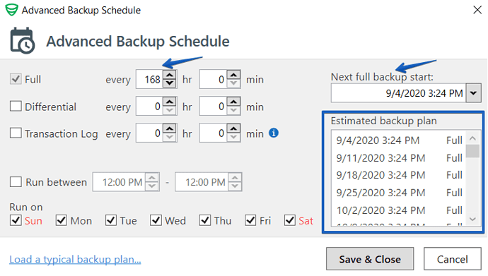 SQLBackupAndFTP Schedule