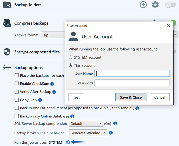 SQLBackupAndFTP (User Account)
