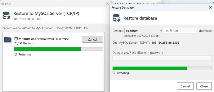 database restore