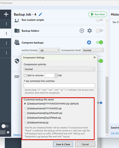 Customize the backup file name